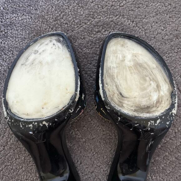 Louis Vuitton Y2K Murakami Black Multicolor LV Buckle Mule Sandals Heels EU 36.5 - Picture 12 of 14